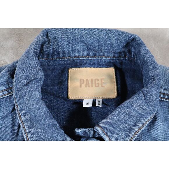 Paige Denim Jacket Womens Medium Trucker Classic Button Up Jean Vintage Style - Picture 3 of 6